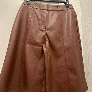 Anthropologie Brown Faux Leather Bermuda Shorts size XS; NWT